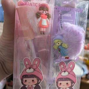 Romantic Rain Pink and Purple Keychain Set